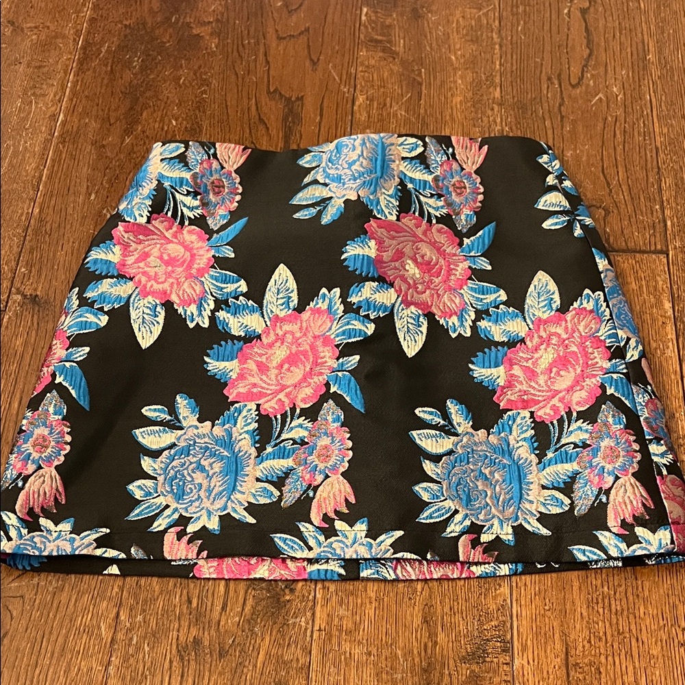 Floral Black Skirt katie J NYC XL